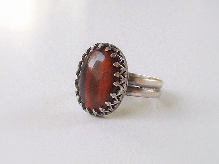 Red Tiger Eye and Sterling Silver Ring