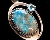 Crazy Lace Agate and Swiss Blue Topaz Pendant