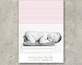 baby girl birth announcement - "Sweet Pea Stripes"