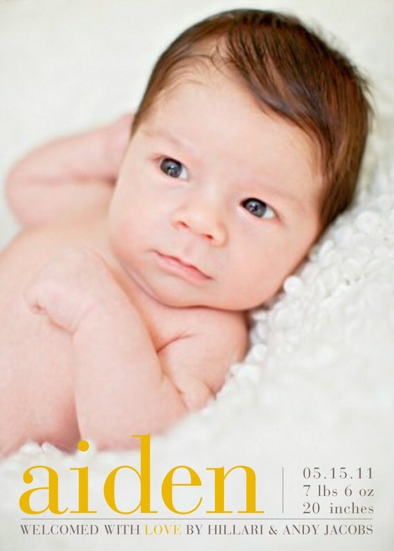 birth announcement baby boy or girl -  "Pretty Perfect"