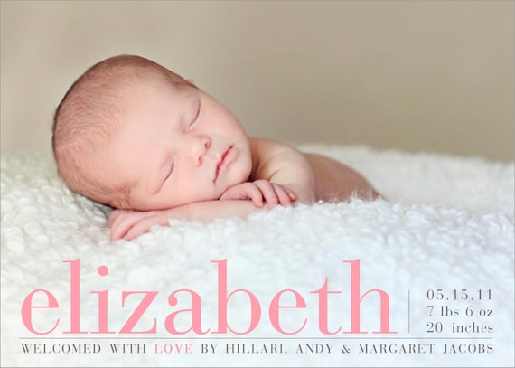 birth announcement baby boy or girl -  "Pretty Perfect"