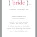 bridal shower invitation - "Define: Bride"