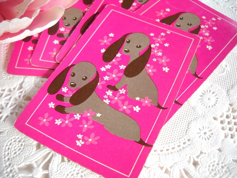 Charming Set of Vintage Playing Cards - Adorable Dachshund Puppy Dogs