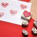 Hand carved Romantic heart face change rubber stamps set of 5