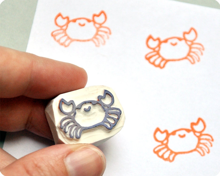Lovely crab - Special Summer hand carved rubber stamps