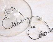 Custom Wedding Wine Glass Charms - We Do, Personalized Wedding Wine Glass Charms, Custom, Rustic Wire Wine Glass Charms