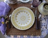 Yellow Kaleidoscope Daisy Sunburst Vintage English Plate
