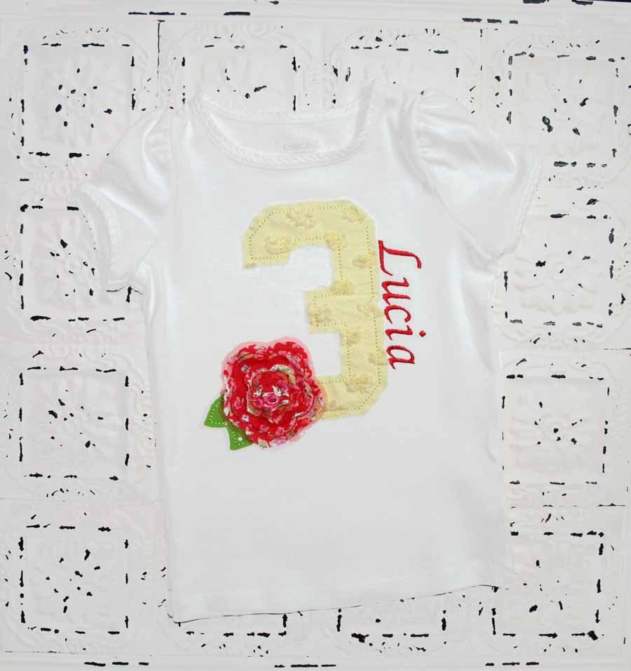 NEW-Shabby Bebe Vintage Style Birthday Shirt-Raggy Frayed Flower- Free Personalization as ALWAYS