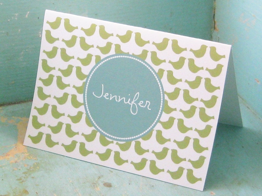 Birds Personalized Stationary - Sweet Birds Stationery Set of 12
