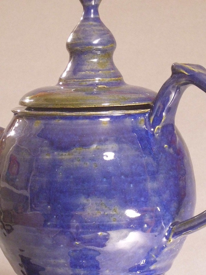 Handmade Wheel Thrown Tea Set - Custom - Teapot with Cookie Jar and Four Cups
