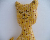 Sunny Yellow Kitty with Pink Squiggles and Stars