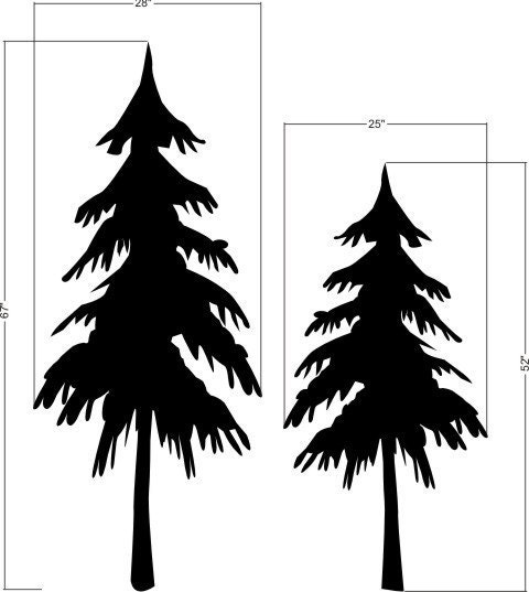 Wall Decal Tree Snow Branches Wood Woodland Forest Nature Botanical Winter Wonderland Evergreen