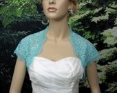 Pale Turquoise cap sleeve bridal lace wedding bolero jacket