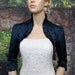 Navy Blue 3/4 sleeve satin wedding bolero jacket shrug