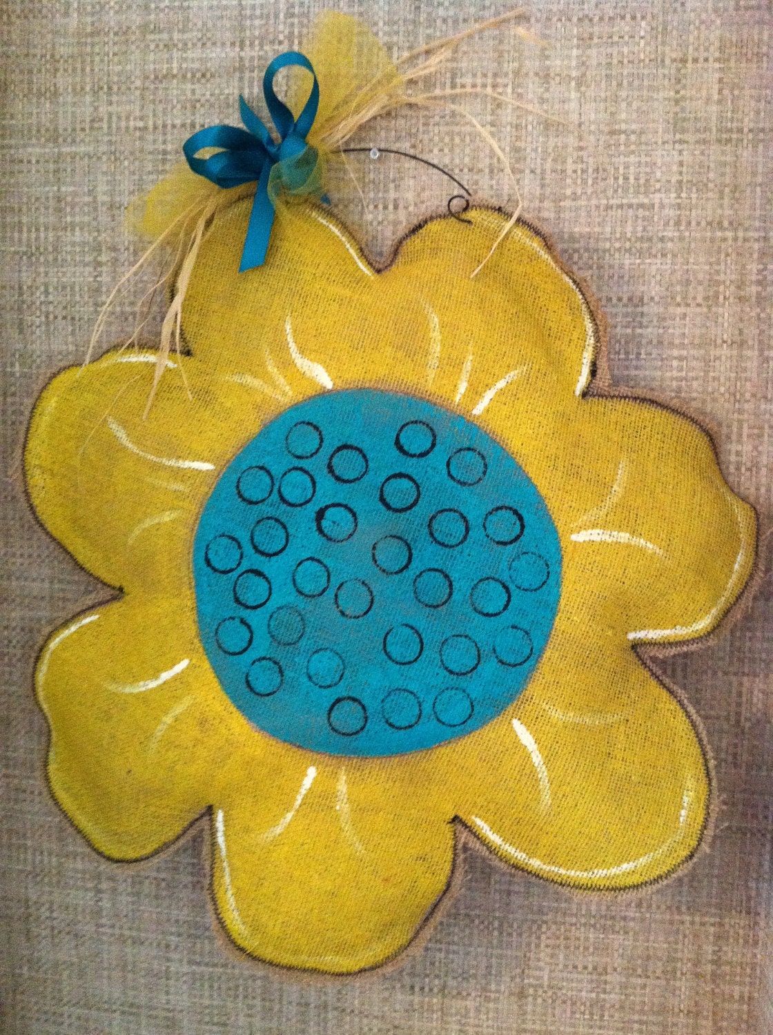 Flower Power Burlap Door Hanger