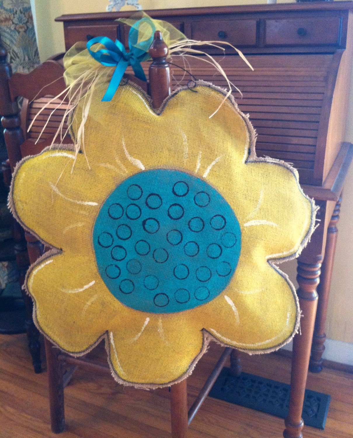 Flower Power Burlap Door Hanger
