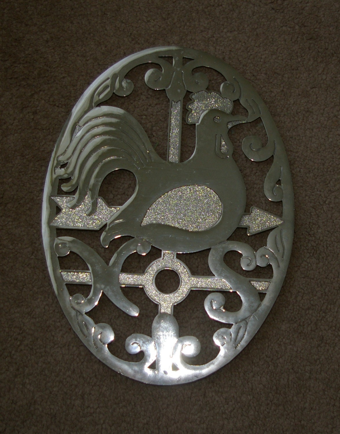 Trivet Rooster E.P. Zinc  or Kitchen Wall Hanging  Made in Italy  Vintage  1950's1960's