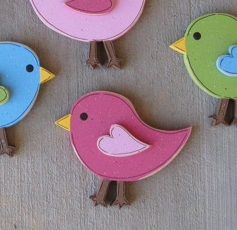 ONE four inch BIRD for wall hanging bedroom, home or girl room decor