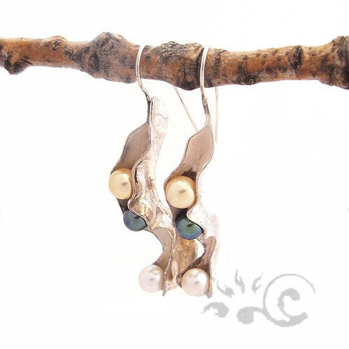 Earrings silver and fresh water pearls