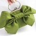 Large Bow Clutch with Handle - green tea linen