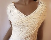 White Criss Cross Sweater, Lace Knit Sweater Knit vest, Many colors available