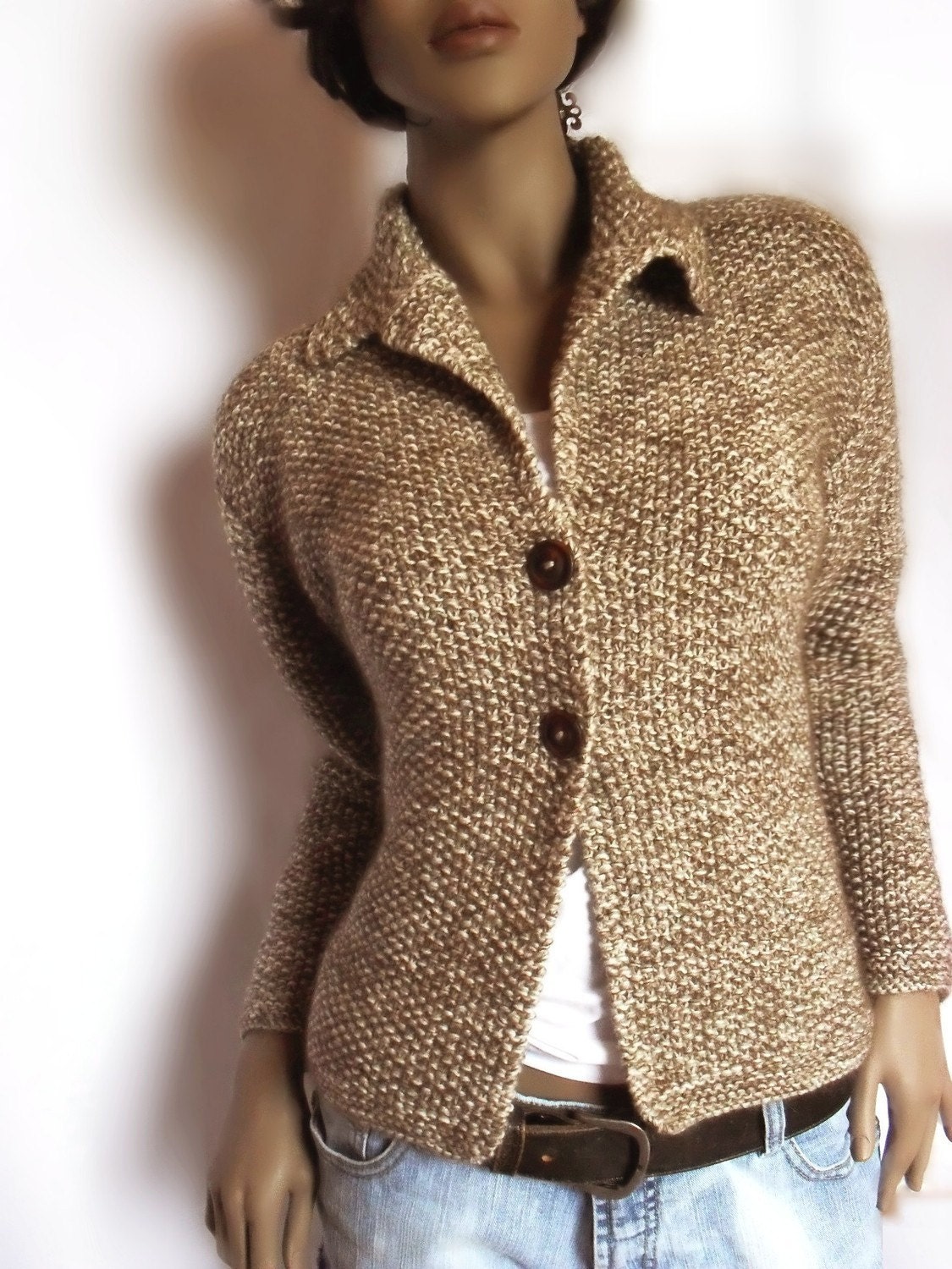 Items similar to Womens Hand knit Jacket Merino wool
