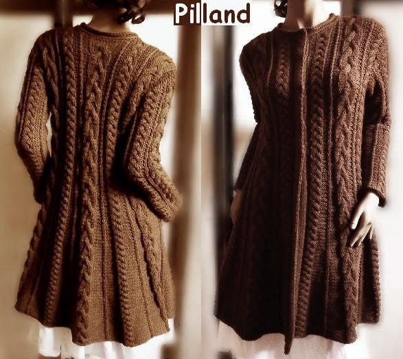 Hand Knit Merino Wool Sweater Coat Cable Knit Sweater Many Colors Available