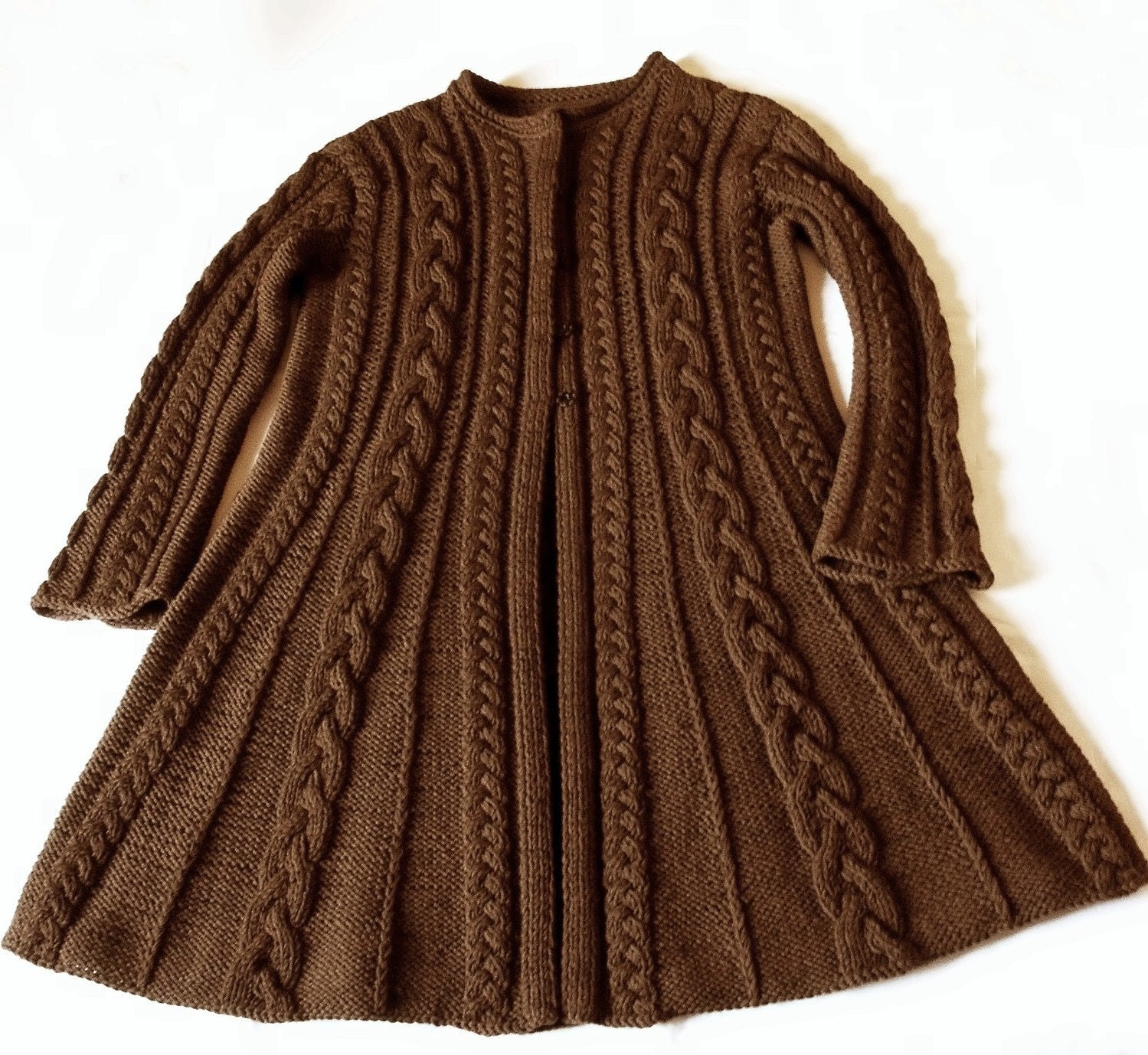 Hand Knit Merino Wool Sweater Coat Cable Knit Sweater Many Colors Available