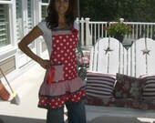 4RetroSisters "Ellie Style"   - Womens Full Kitchen Apron - Happy 4th