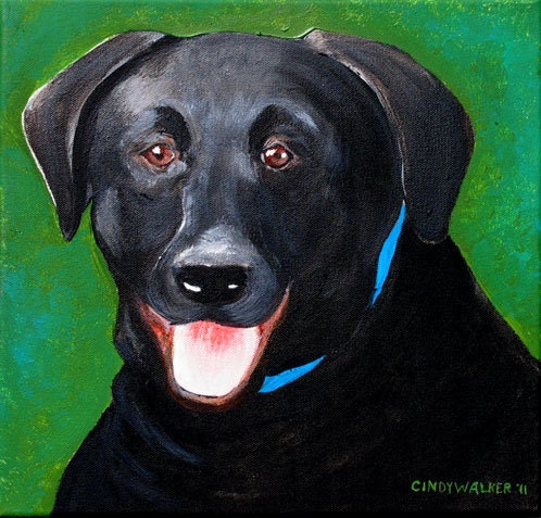 Black Lab Original 12 x 12" Acrylic Dog Painting on Canvas