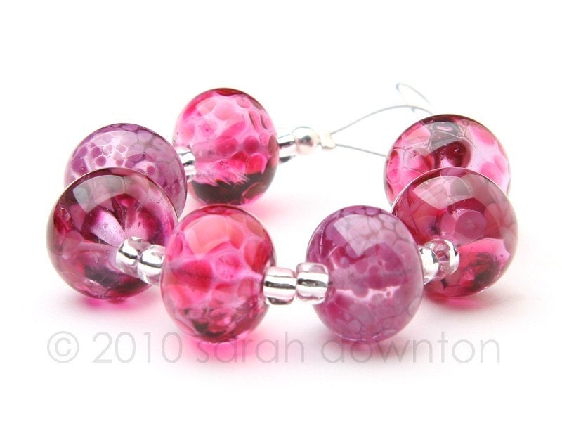 Pinks - Handmade Lampwork Glass Beads by Sarah Downton