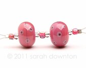 Raspberry Dotty Pair - Handmade Lampwork Glass Beads by Sarah Downton