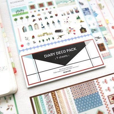 Iconic Bohemian diary deco pack stickers set