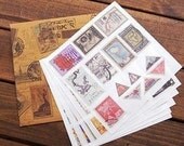vintage OLD STAMP stickers set