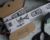 quaint EIFFEL PARIS theme woven Cotton Blended Ribbon fabric label - 1 meter
