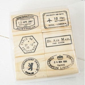 zakka JOURNEY POSTMARK wood base rubber stamps set E