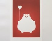 Cat valentines heart print, romantic kitty gift, pet lovers interior decor