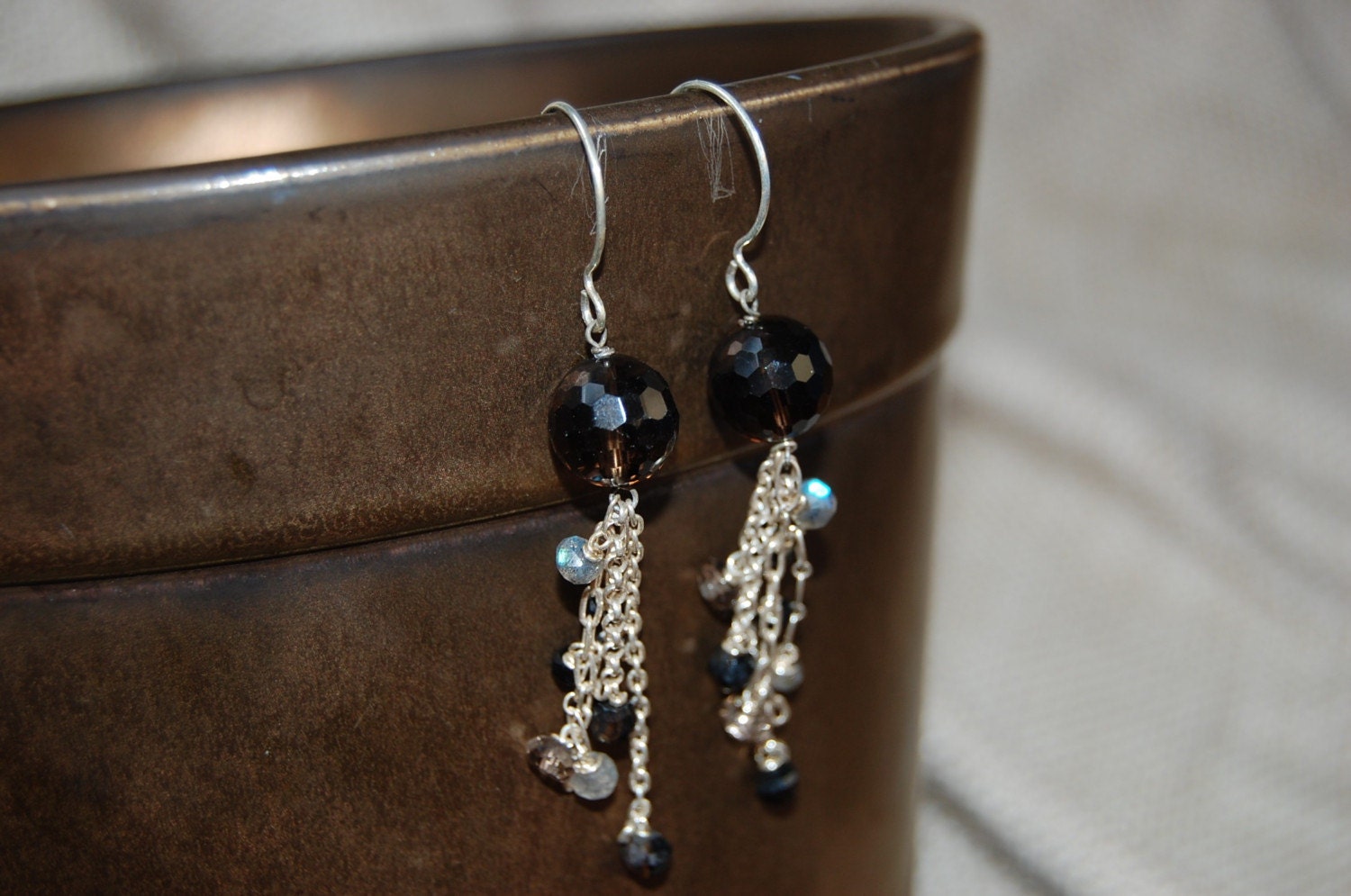 handmade black fringe party earrings