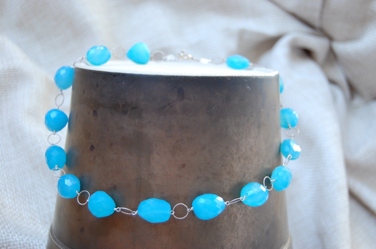 blue chalcedony bam bam necklace