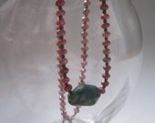 pink and teal multi-stone beaded necklace