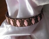Brown and Pink Dots Woven Headband