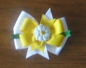 White and Yellow 4 Inch Daisy Pinwheel Style Hairbow