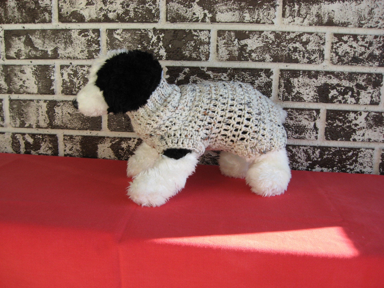 Dog sweater in aran fleck, size medium, large