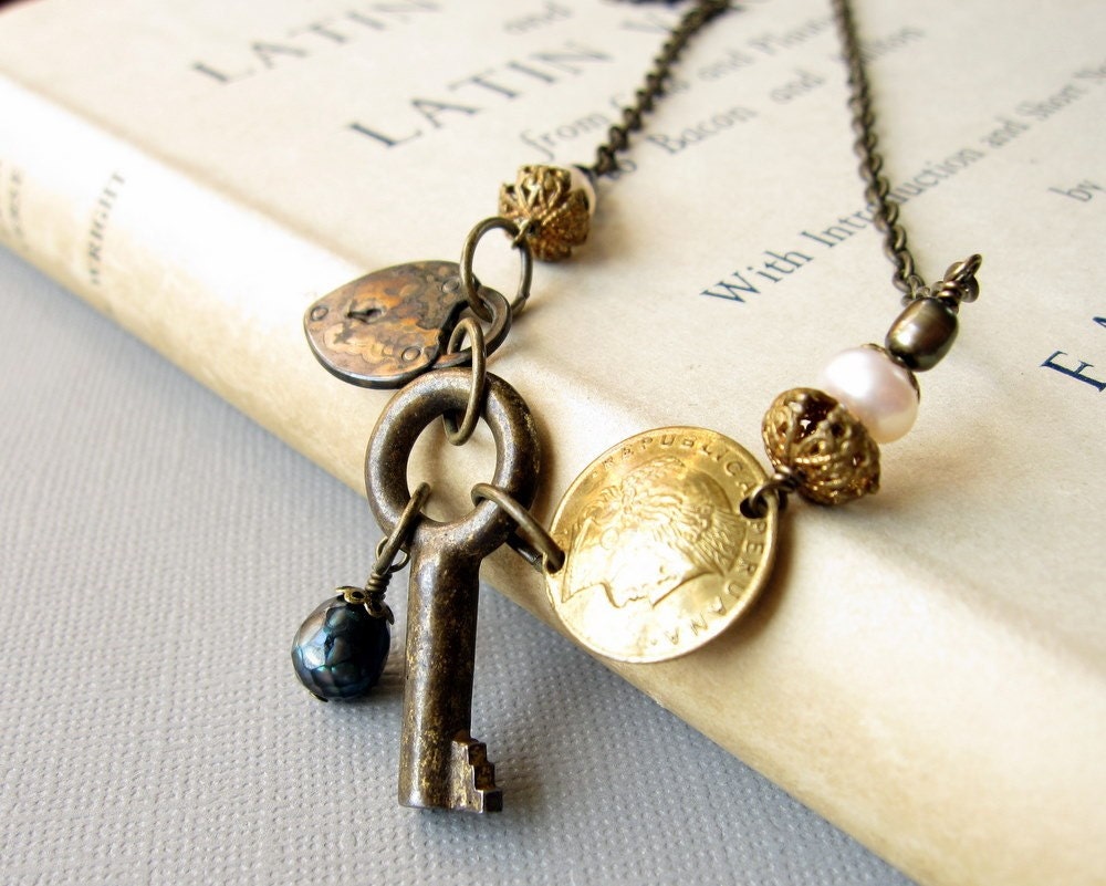 Three Treasures Vintage Key Necklace