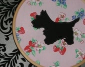 Terrier Silhouette Strawberries Applique Wall Decor