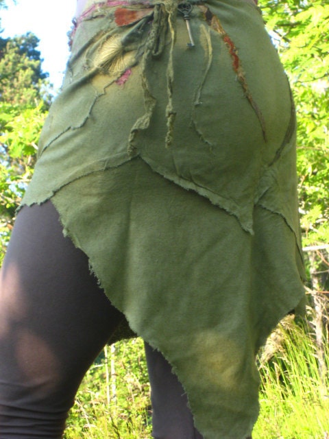 RESERVED Fae of the Green Leaves pixie petal wrap skirt