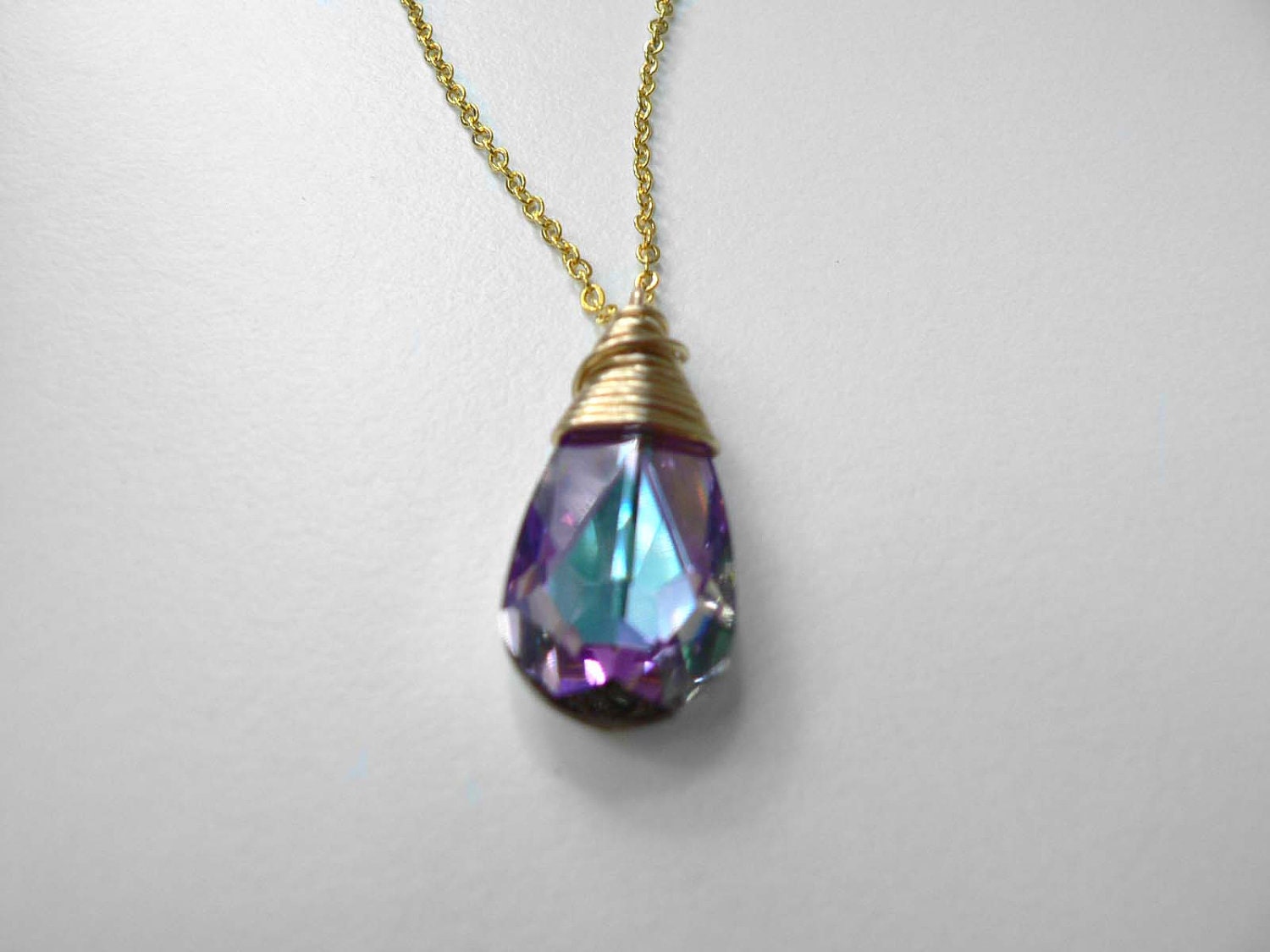 Swarovski Necklace Pendant (wire-wrapped, in silver or gold)