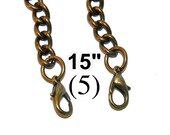 13% OFF (5) 15 inch antique brass purse chain