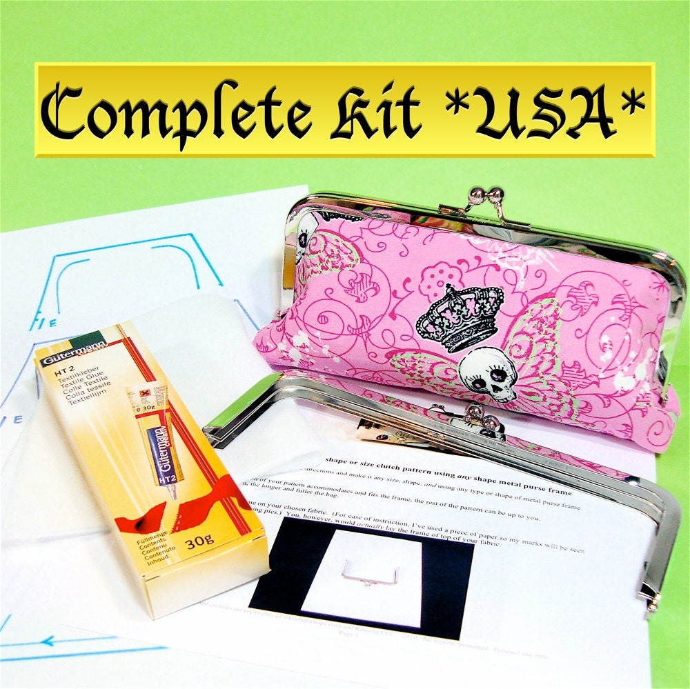 COMPLETE Make Your Own clutch kit with Anti-Princess fabric included & 6 patterns - USA