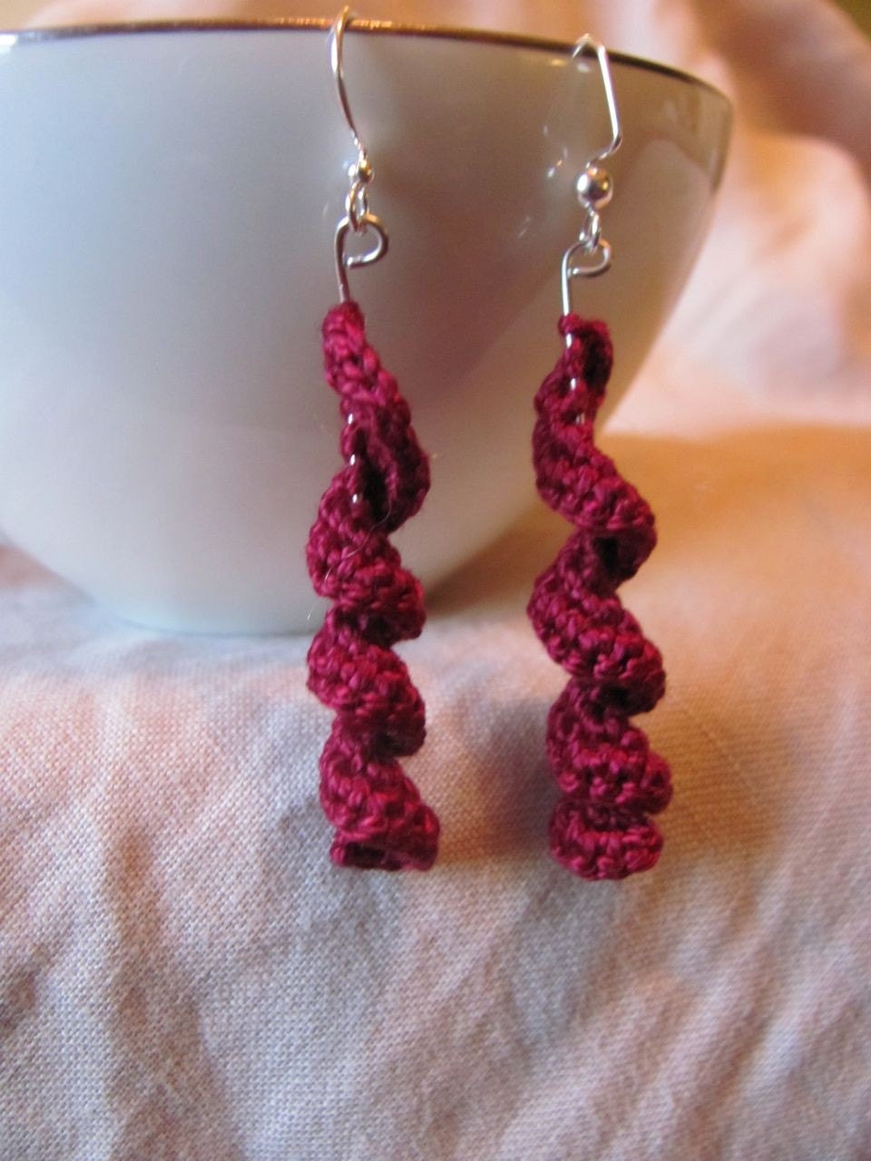 Crochet Spiral Drop Earrings by BackLoop on Etsy